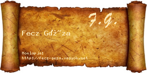 Fecz Géza névjegykártya